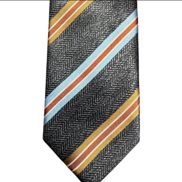 Marco Lariani Vintage 90s Silk Tie Men’s Retro Striped Herringbone Italy - Picture 1 of 8